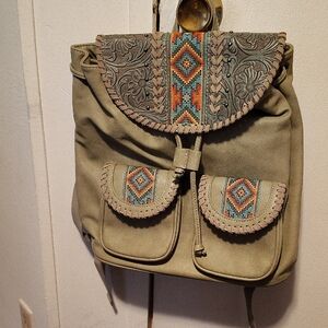 Montana West Olive Embroidered Backpack